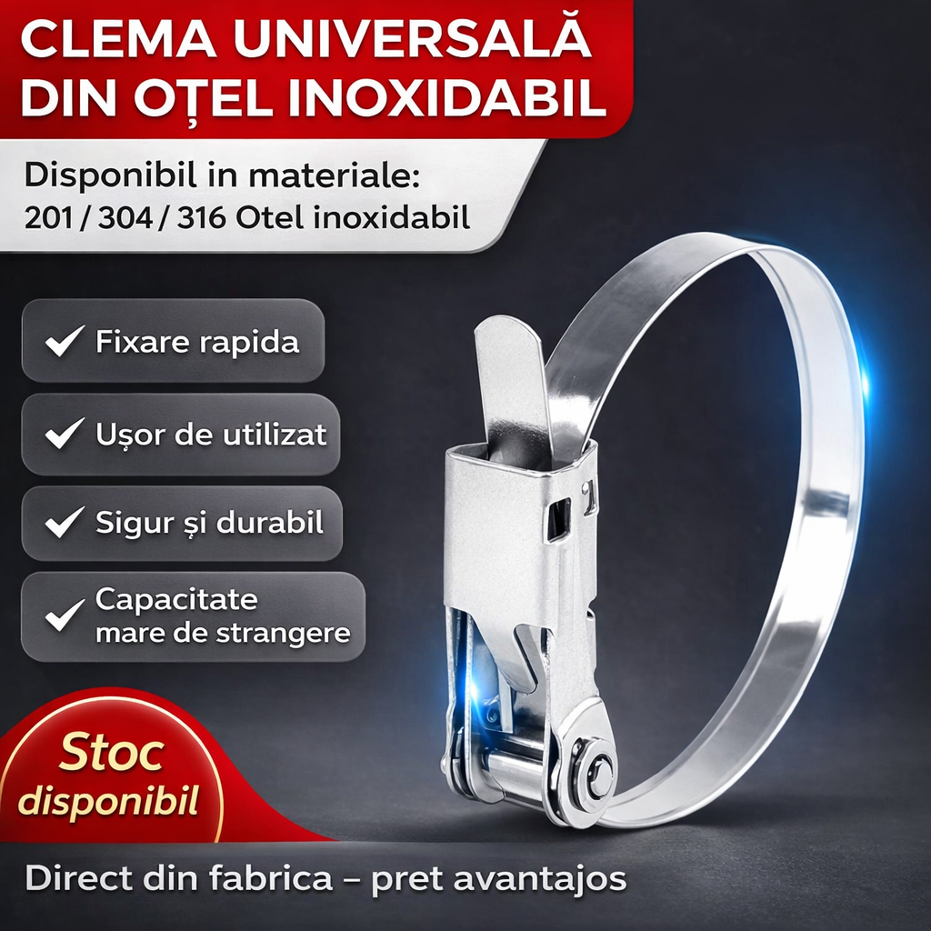 SteelZip™ - Ρυθμιζόμενο κολάρο από ανοξείδωτο χάλυβα για γερά στερέωση (5 τεμάχια)