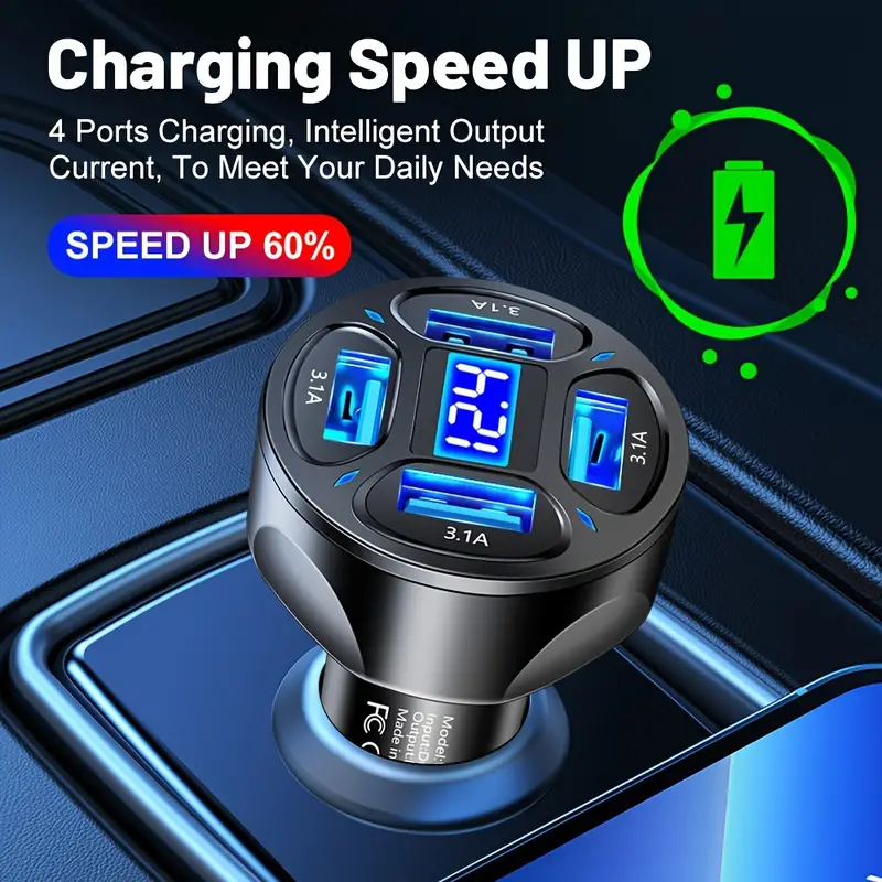 QuadBoost™ Φορτιστής Αυτοκινήτου με 4 Θύρες USB 66W🔥1+1! Αγοράζεις 1 και παίρνεις 2🔥