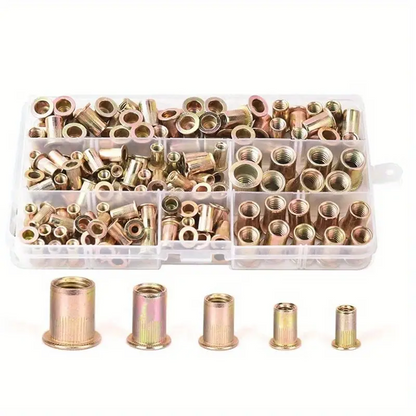 RivetMaster™ - Σετ 150 τμχ. Παξιμάδια με σπείρωμα, Επίπεδη κεφαλή M3 M4 M5 M6 M8