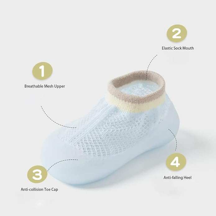 TinySteps™ - αναπνέουσες αντιολισθητικές κάλτσες για παιδιά, διχτυωτό στυλ με σόλα