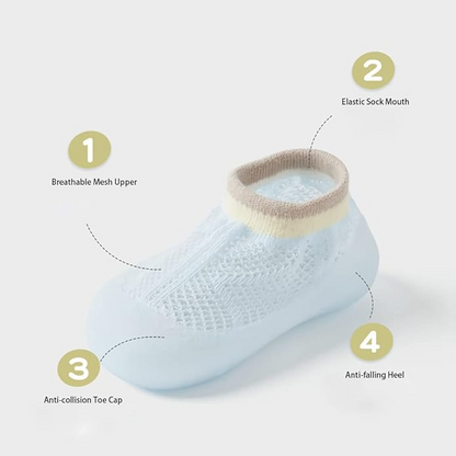 TinySteps™ - αναπνέουσες αντιολισθητικές κάλτσες για παιδιά, διχτυωτό στυλ με σόλα