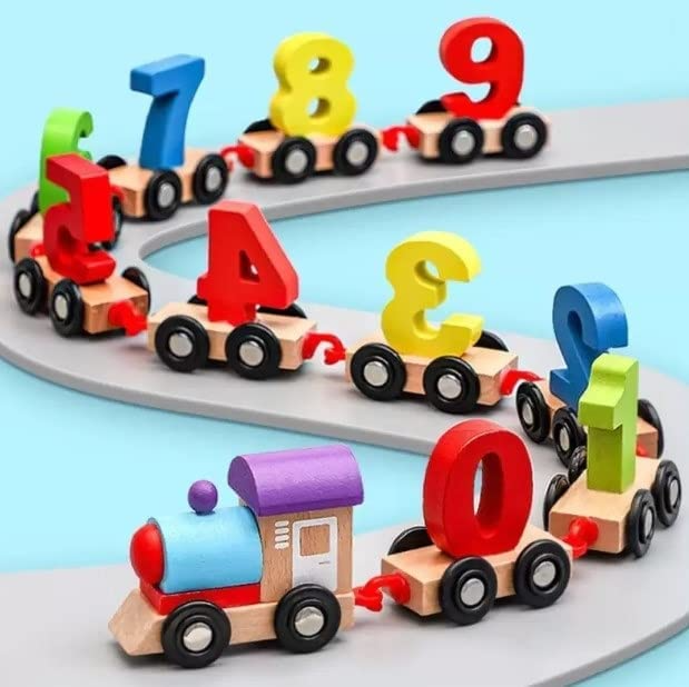 Πολύχρωμο ξύλινο τρένο NumericExpress™ με τη μορφή αριθμών από το 0 έως το 9