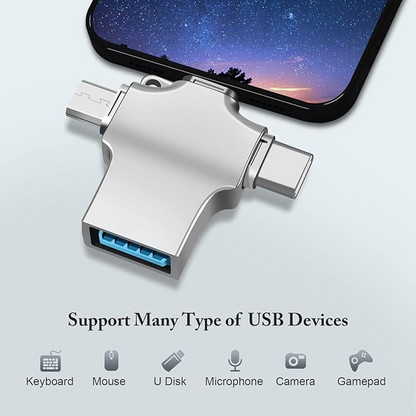 Προσαρμογέας OTG 3 σε 1 USB 3.0, Προσαρμογέας Micro/USB C σε USB, Συμβατός με κινητό τηλέφωνο/τάμπλετ