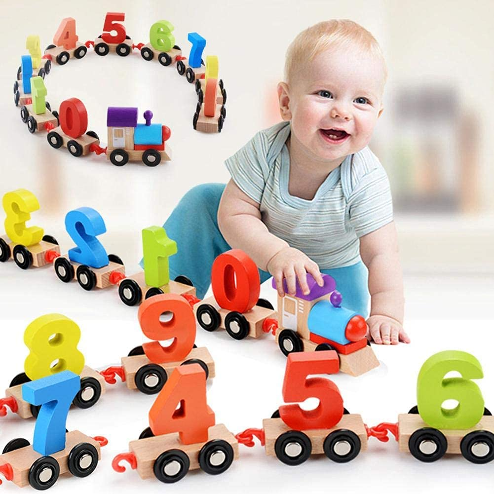 Πολύχρωμο ξύλινο τρένο NumericExpress™ με τη μορφή αριθμών από το 0 έως το 9