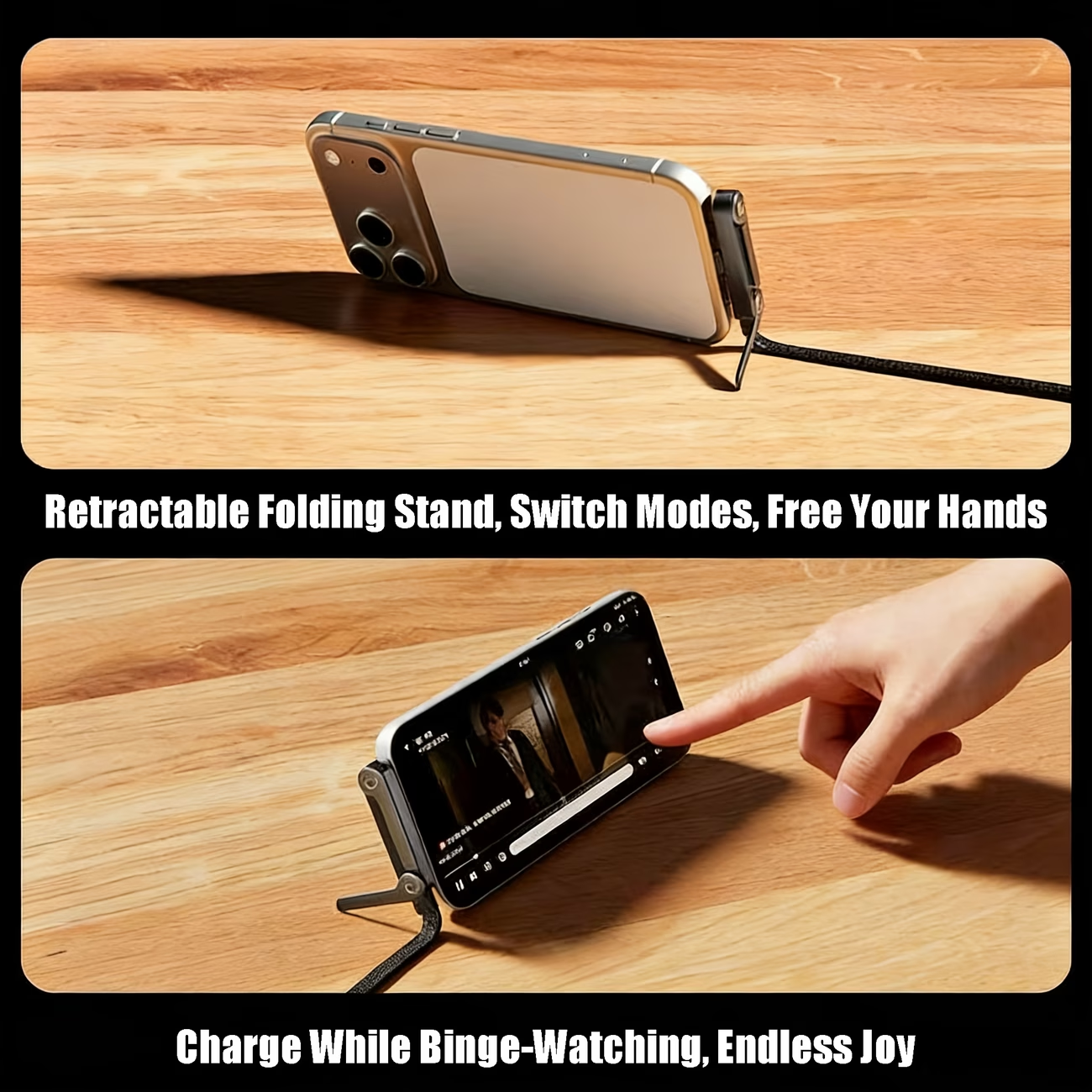 PowerStand™ – Καλώδιο Ταχείας Φόρτισης 240W με Ενσωματωμένη Βάση Κινητού (1,5 m) | 🔥 Προσφορά 1+1