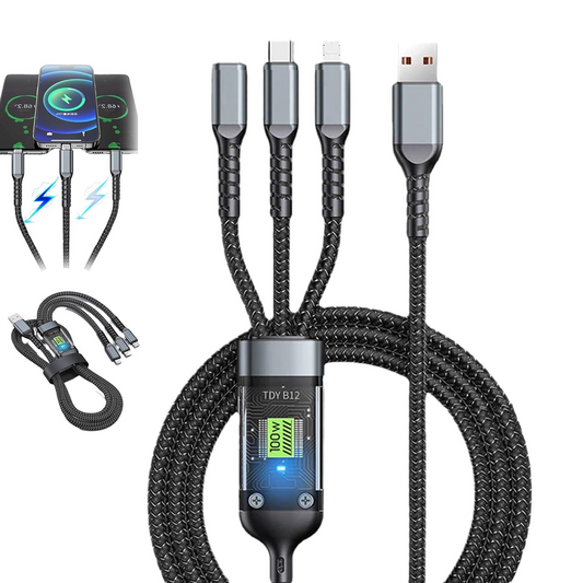 FlashCord™ Φωτεινό Καλώδιο Φόρτισης 3 σε 1 Υπεργρήγορο