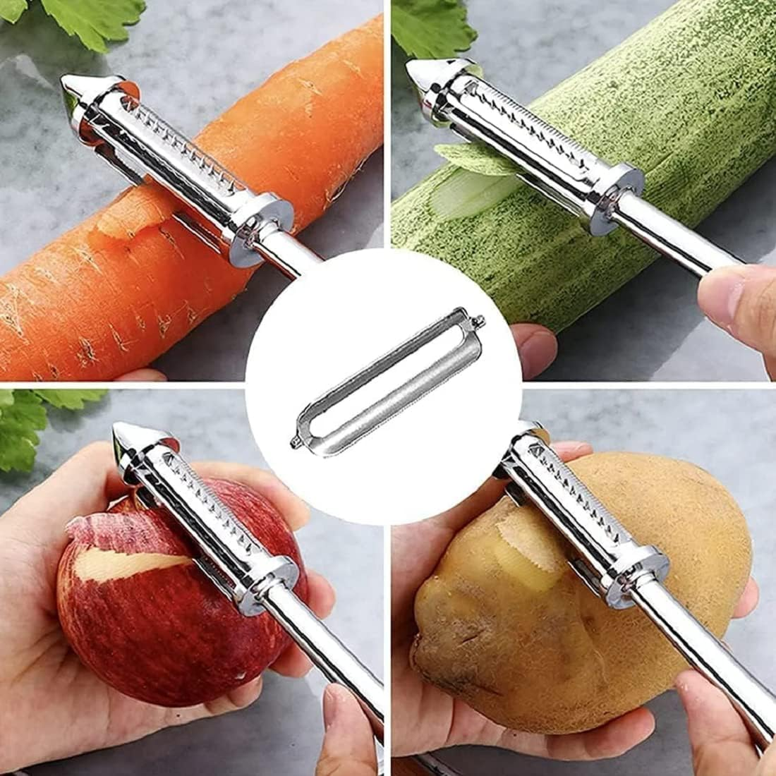 Vegitopia™ - Πολυλειτουργικός αποφλοιωτής από ανοξείδωτο χάλυβα 3 σε 1 για φρούτα και λαχανικά