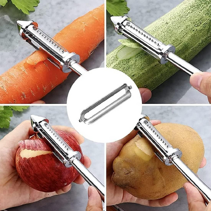 Vegitopia™ - Πολυλειτουργικός αποφλοιωτής από ανοξείδωτο χάλυβα 3 σε 1 για φρούτα και λαχανικά