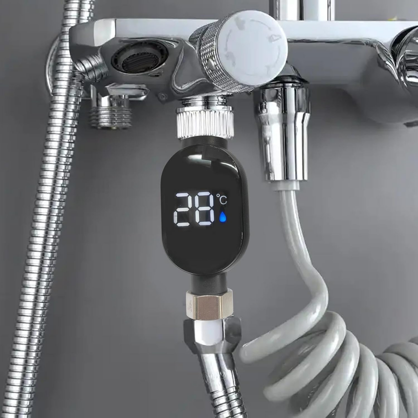 AquaTemp™ – Ψηφιακό θερμόμετρο ντους LED με έγχρωμη ένδειξη (0–99°C)
