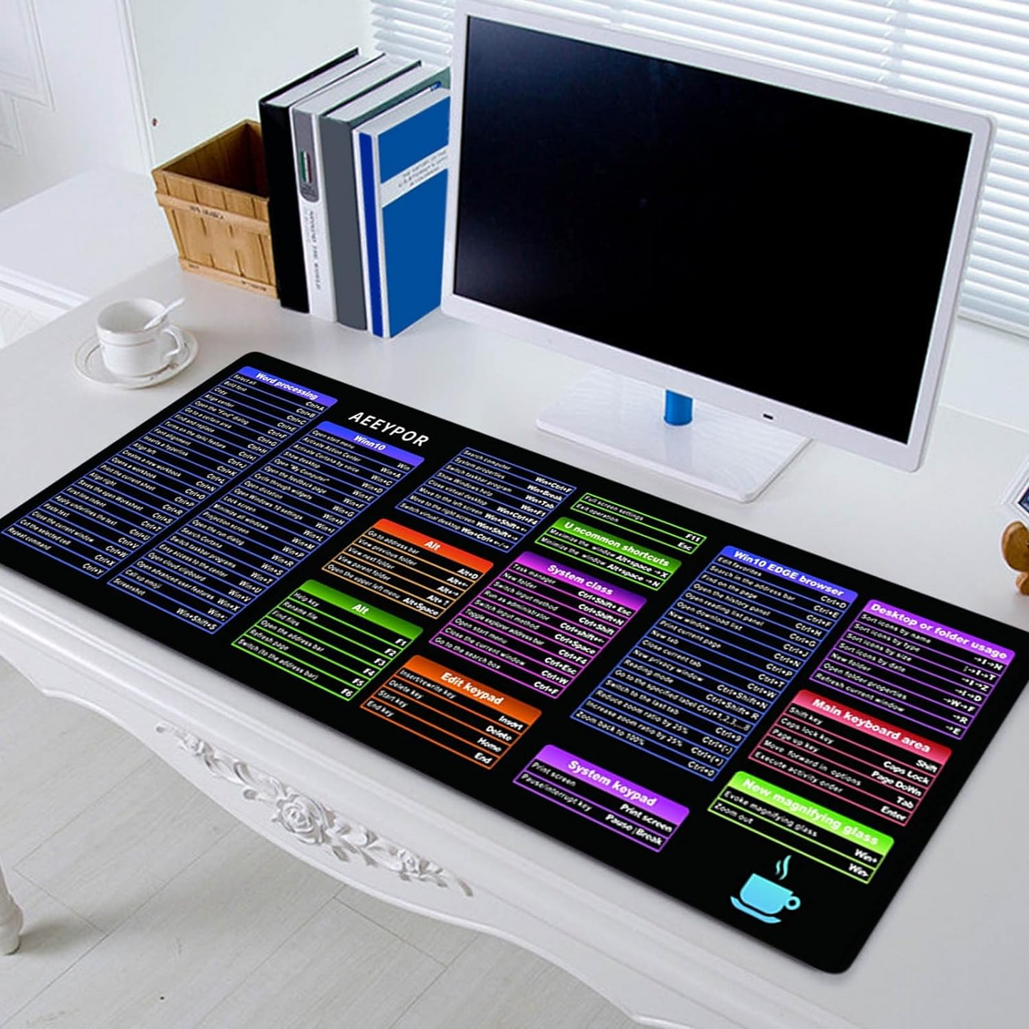 🔥ΠΡΟΣΦΟΡΑ 1+2🔥AEEYPOR™ – Mousepad XXL με Συντομεύσεις Πληκτρολογίου