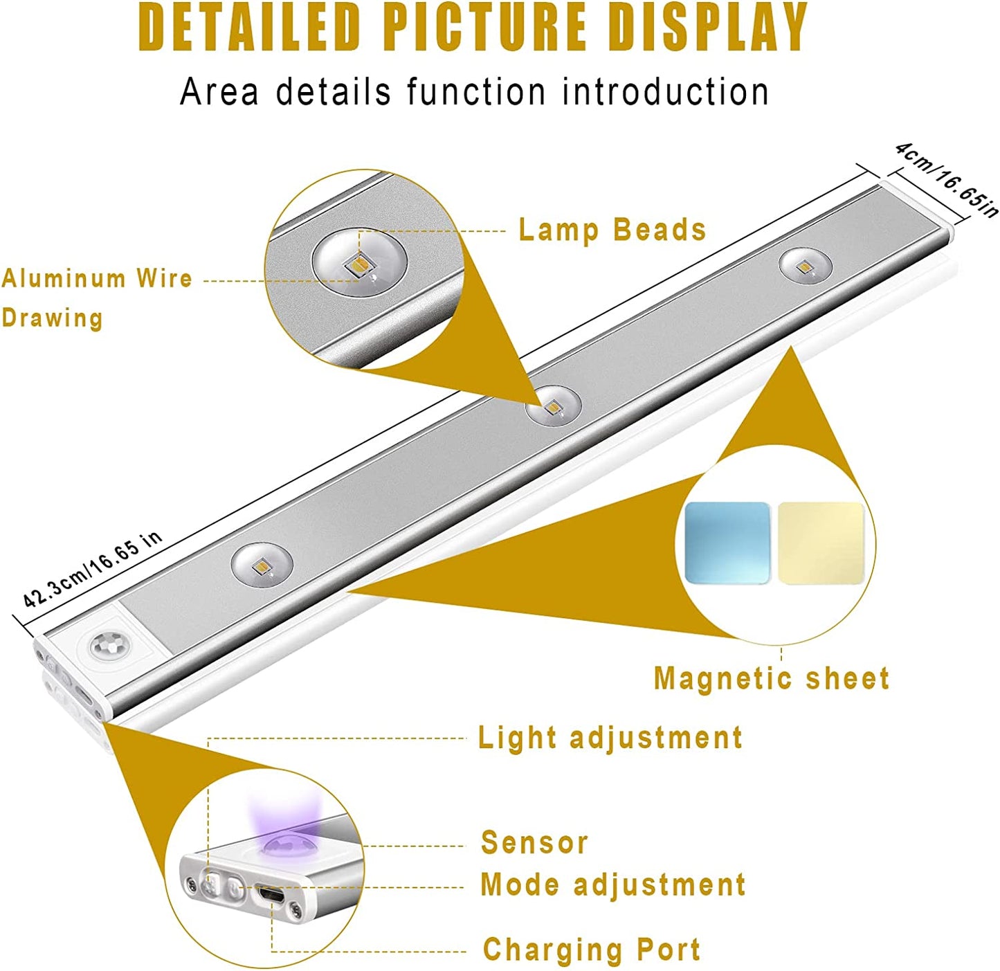 Λάμπα LED με 3 χρώματα και αισθητήρα κίνησης (40cm)