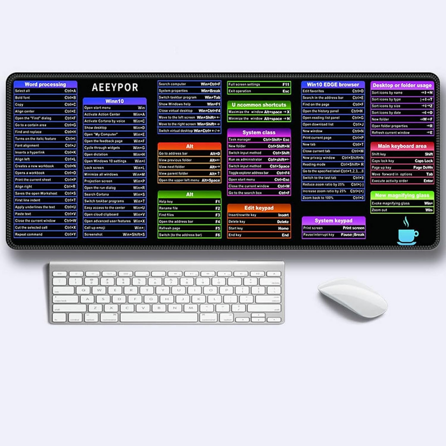 🔥ΠΡΟΣΦΟΡΑ 1+2🔥AEEYPOR™ – Mousepad XXL με Συντομεύσεις Πληκτρολογίου