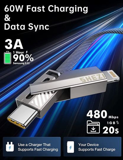 Καλώδιο 4-σε-1 100W με υπεργρήγορη φόρτιση (συμβατό με όλα τα τηλέφωνα)