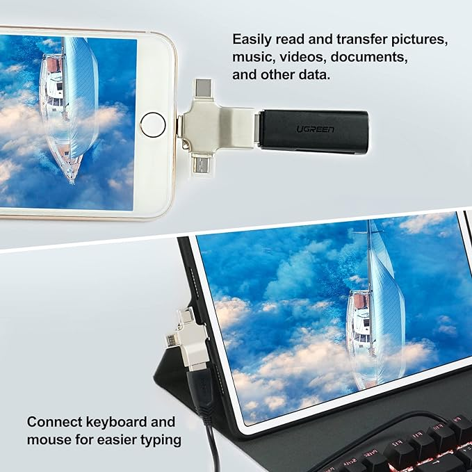 Προσαρμογέας OTG 3 σε 1 USB 3.0, Προσαρμογέας Micro/USB C σε USB, Συμβατός με κινητό τηλέφωνο/τάμπλετ