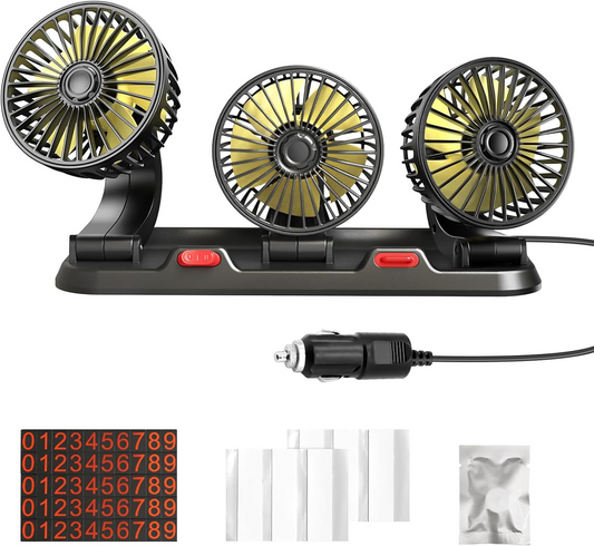 CarCooler Pro™ – Τριπλός Ανεμιστήρας Αυτοκινήτου με Πινακίδα Parking