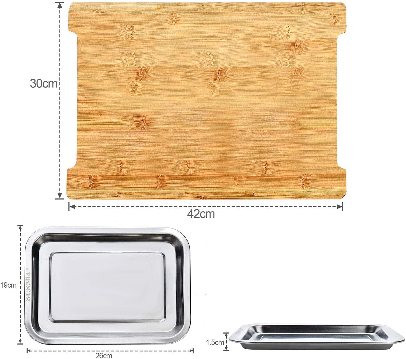 PrepBoard Duo™ – Κόφτης μπαμπού με πλαϊνούς δίσκους για συλλογή