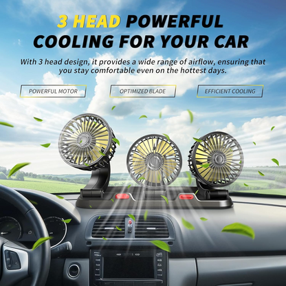 CarCooler Pro™ – Τριπλός Ανεμιστήρας Αυτοκινήτου με Πινακίδα Parking