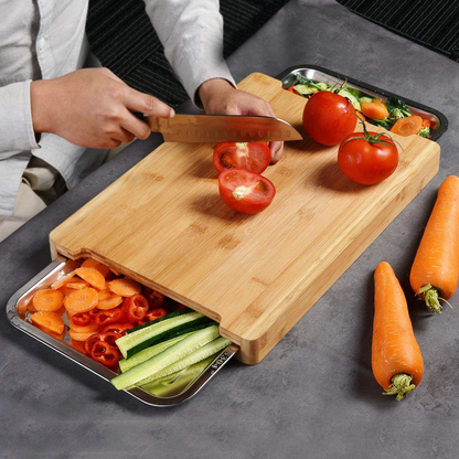 PrepBoard Duo™ – Κόφτης μπαμπού με πλαϊνούς δίσκους για συλλογή