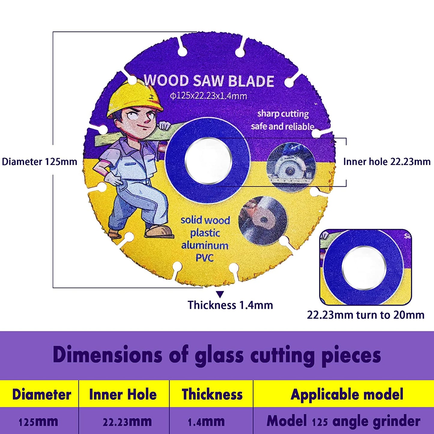 Δίσκος κοπής Kizaten, ξύλινος δίσκος 125cm είναι κατάλληλος για γωνιακούς μύλους🔥1+1 ΠΡΟΣΦΟΡΑ🔥