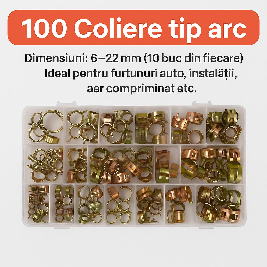 SpringClamp™ - Σετ 100 ελαστικών μεταλλικών σφιγκτήρων σωλήνων - Διαμέτρους 6-22 mm