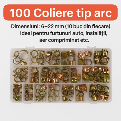 SpringClamp™ - Σετ 100 ελαστικών μεταλλικών σφιγκτήρων σωλήνων - Διαμέτρους 6-22 mm