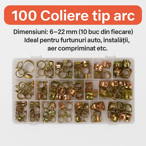 SpringClamp™ - Σετ 100 ελαστικών μεταλλικών σφιγκτήρων σωλήνων - Διαμέτρους 6-22 mm