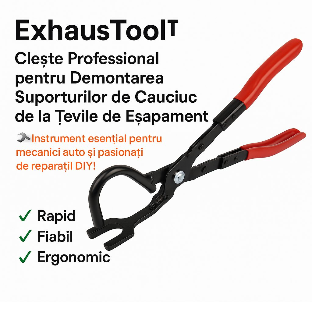 ExhaustTool™ – Επαγγελματική πένσα για αφαίρεση λαστιχένιων στηριγμάτων από σωλήνες εξάτμισης