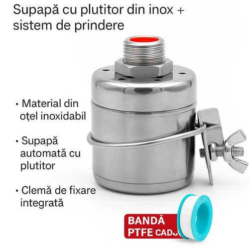 FloatValve™ – Βαλβίδα με πλωτήρα από ανοξείδωτο + σύστημα στερέωσης