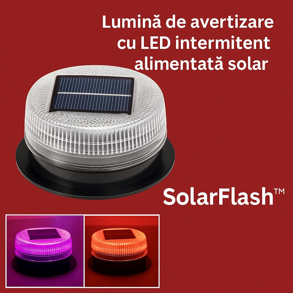 FlashSolar™ – Ηλιακός φωτεινός προειδοποιητικός φανός LED με αναβοσβήσιμο φως