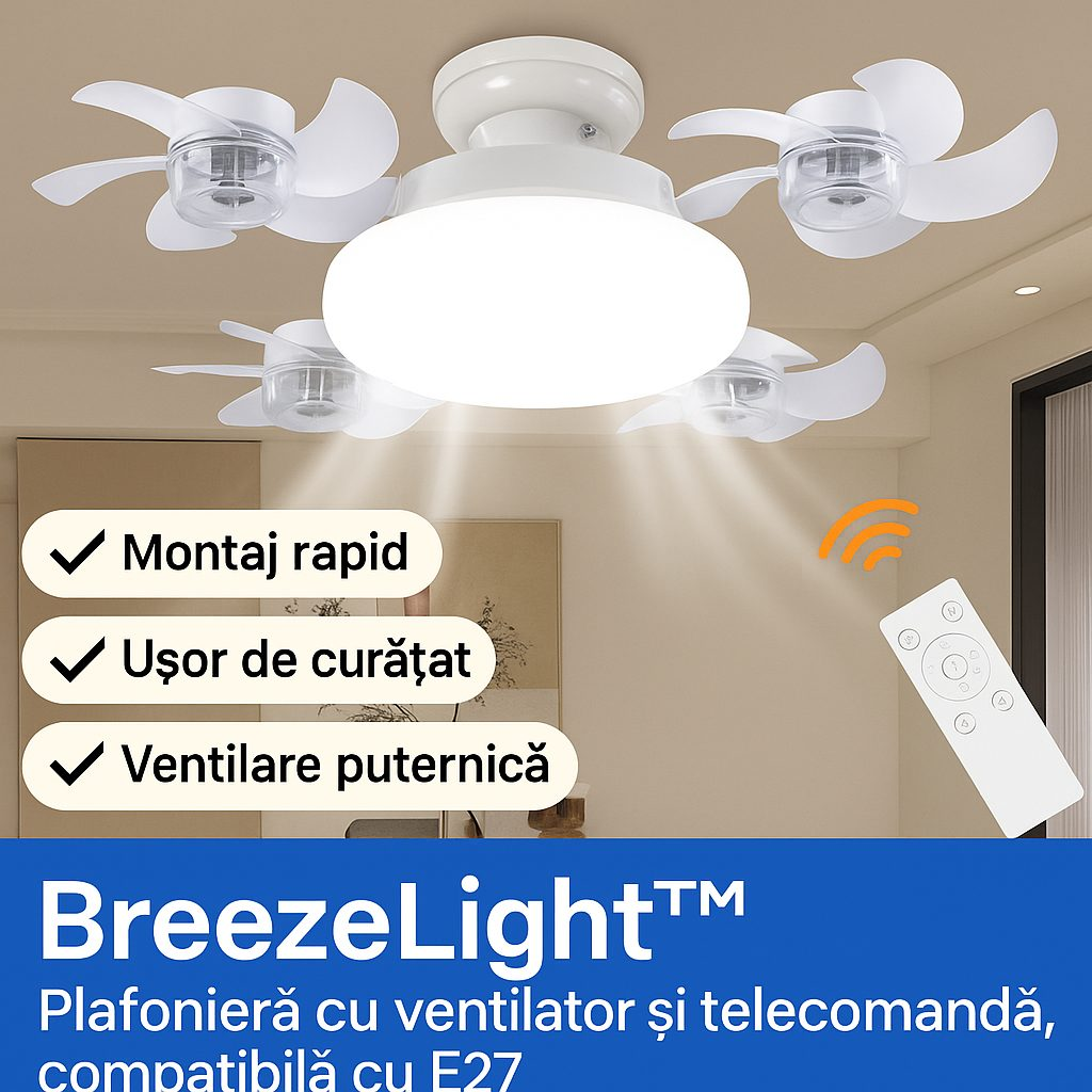 BreezeLight™ – Πολύφωτο με πολλαπλούς ανεμιστήρες και τηλεχειριστήριο, συμβατό με E27