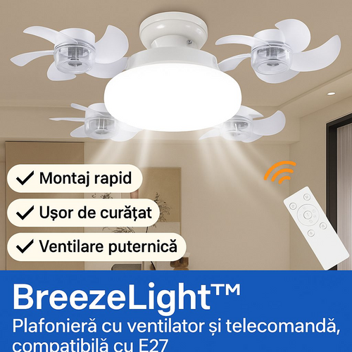 BreezeLight™ – Πολύφωτο με πολλαπλούς ανεμιστήρες και τηλεχειριστήριο, συμβατό με E27