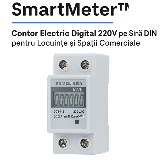 SmartMeter™ – Μονοφασικός ψηφιακός μετρητής 220 V σε ράγα DIN
