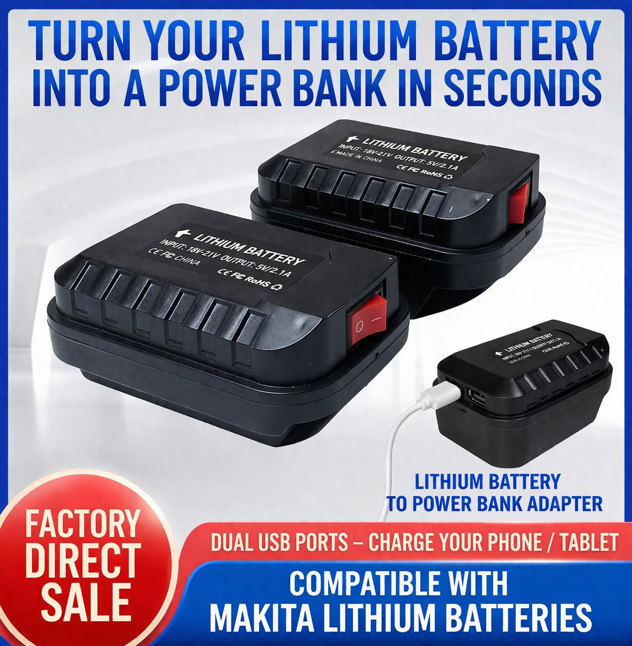 MakBank™ - Προσαρμογέας PowerBank για μπαταρία Makita — Διπλό USB
