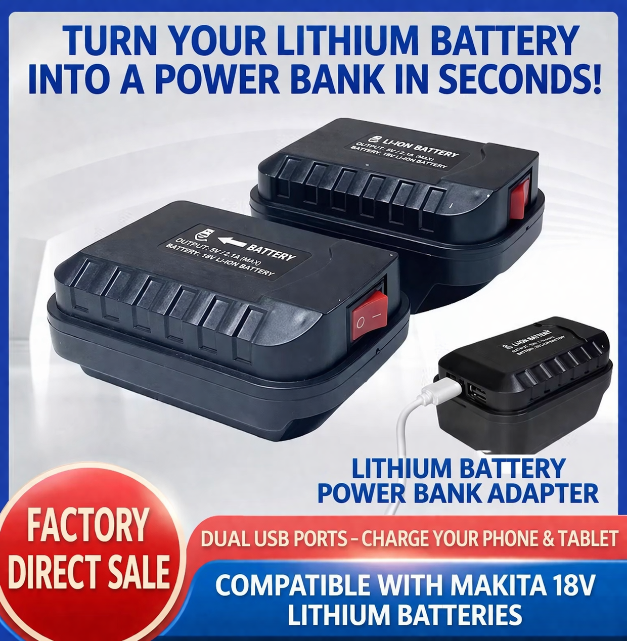 MakBank™ - Προσαρμογέας PowerBank για μπαταρία Makita — Διπλό USB
