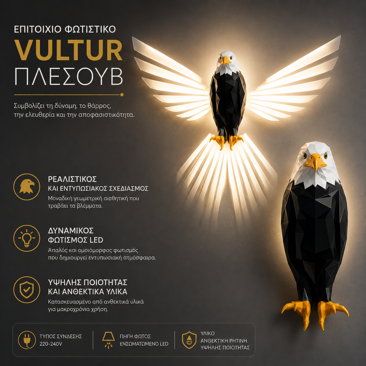 EagleLux™ – Διακοσμητικό φωτιστικό LED περιβάλλοντος, Eagle Design