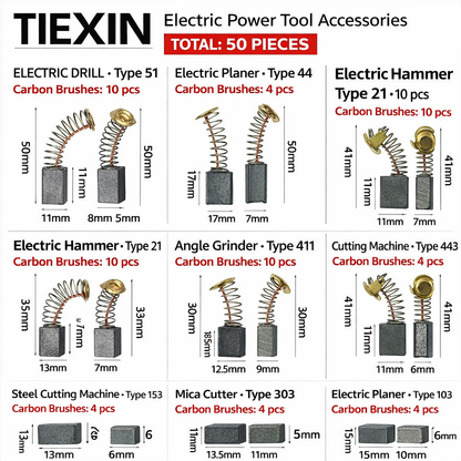 Tiexin™ – Σετ ανθρακονημάτων για ηλεκτρικά εργαλεία (50 τεμάχια)