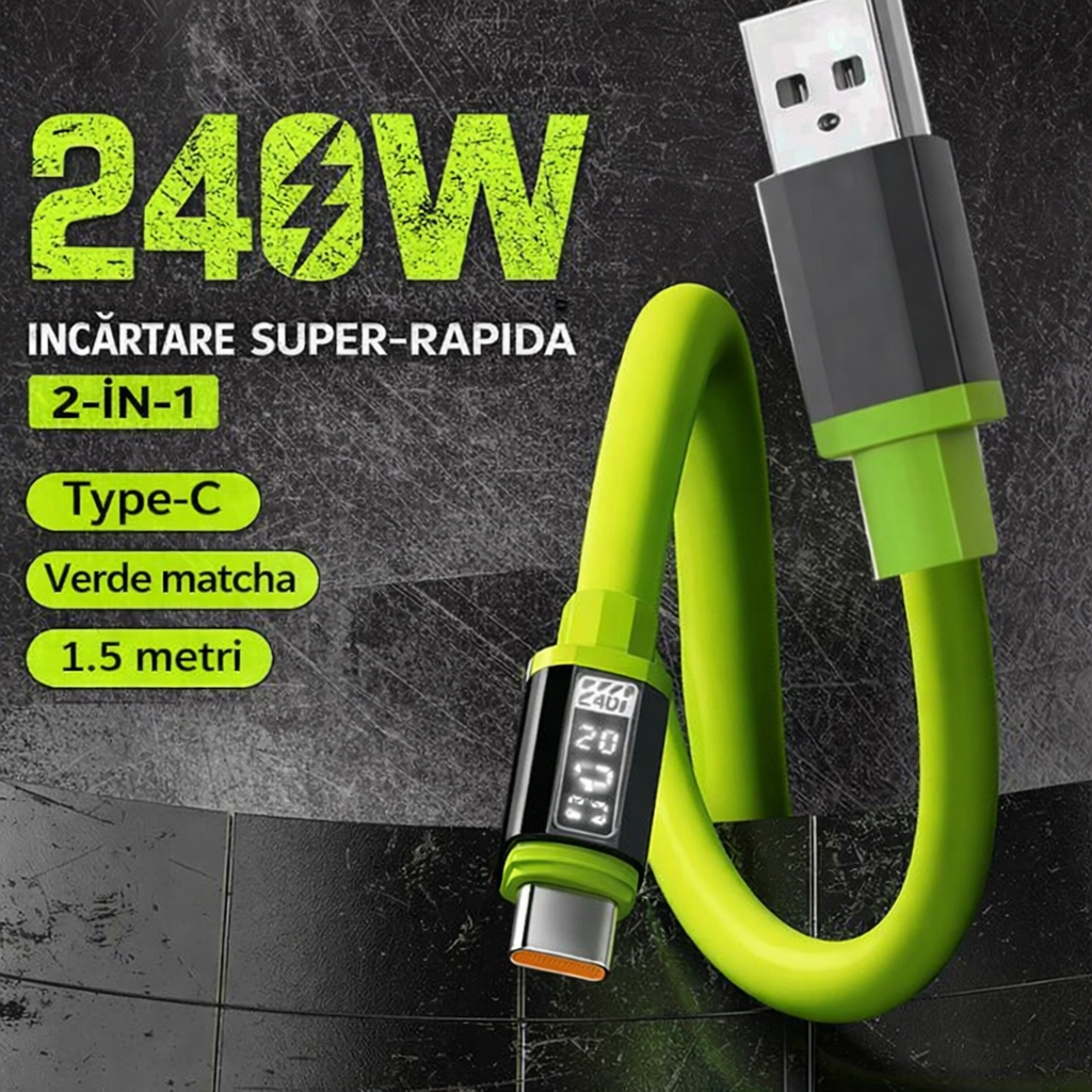 🔥1+1 ΠΡΟΣΦΟΡΑ!🔥UltraWatt™ – Καλώδιο γρήγορης φόρτισης 240W Type-C, ψηφιακή οθόνη, 2m