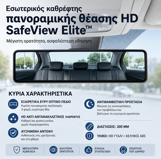 SafeView Elite™ – HD πανοραμικός καθρέφτης οπισθοπορείας για το αυτοκίνητο