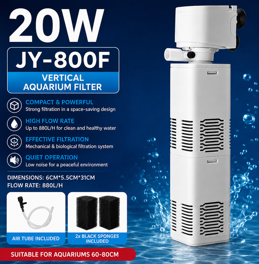 HydroPure JY-800F™ - Εσωτερικό Φίλτρο Ενυδρείου 20W, 880 L/h, για ενυδρεία 60–80 cm