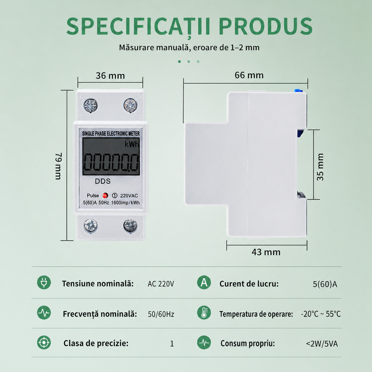 SmartMeter™ – Μονοφασικός ψηφιακός μετρητής 220 V σε ράγα DIN