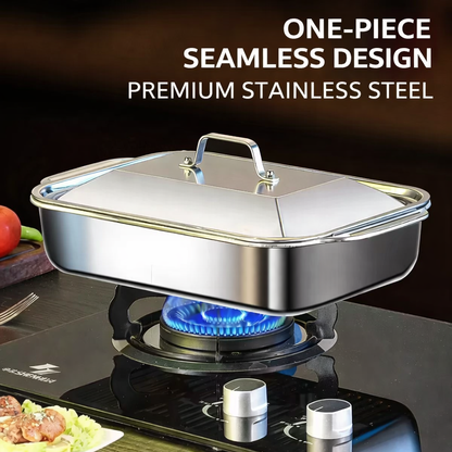 GrillMaster™ – Επαγγελματικός δίσκος ψησταριάς από ανοξείδωτο χάλυβα με καπάκι