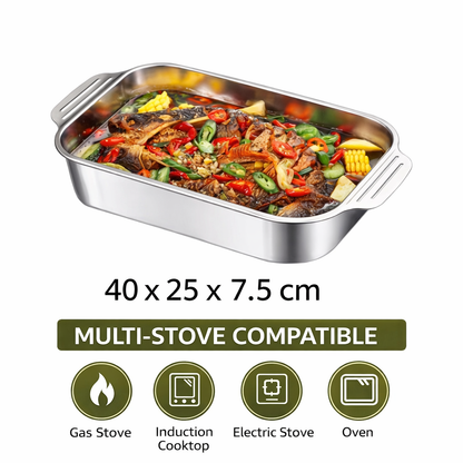 GrillMaster™ – Επαγγελματικός δίσκος ψησταριάς από ανοξείδωτο χάλυβα με καπάκι