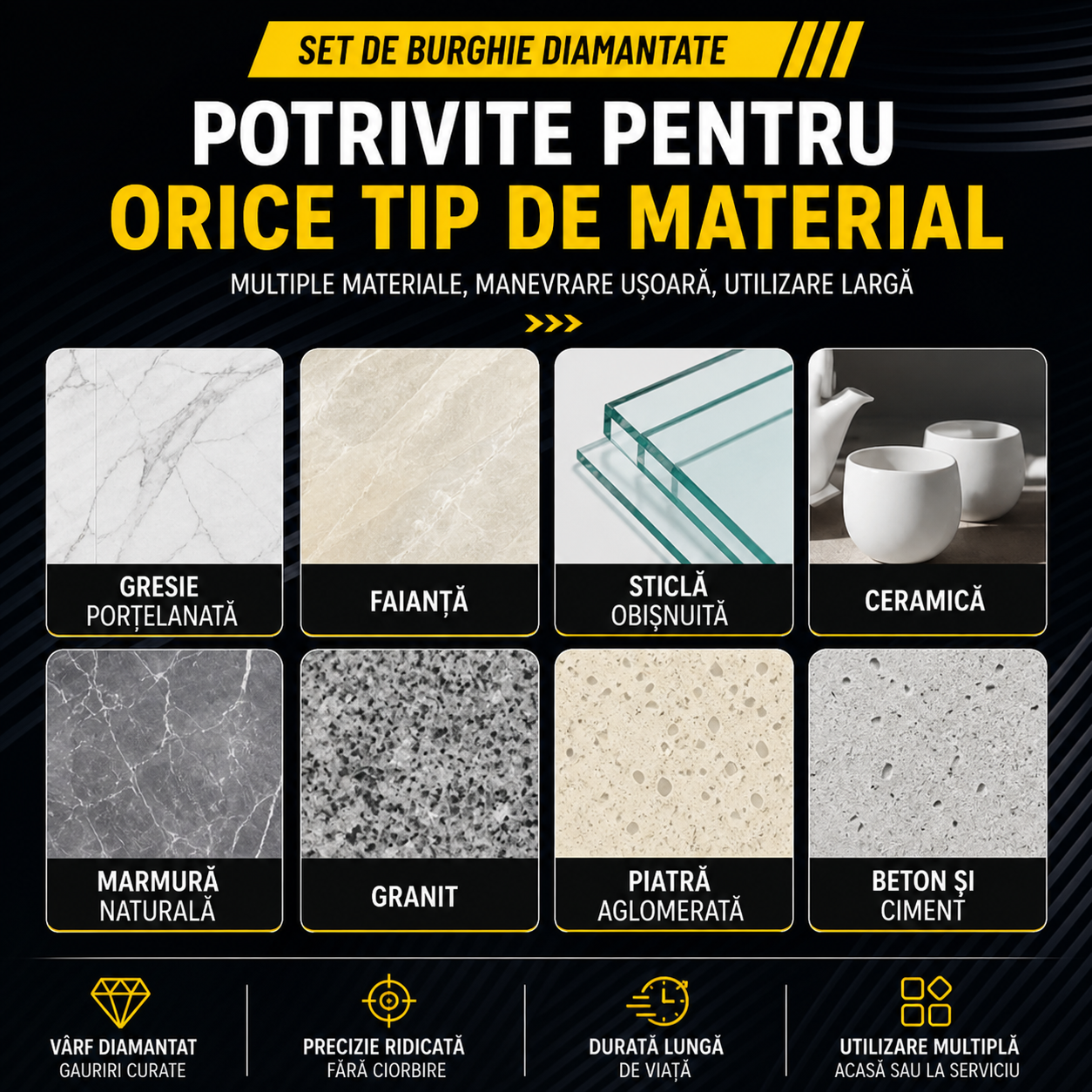 DrillX Pro™ – Σετ Διαμαντοτρύπανων για Γωνιακό Τροχό (6/8/10/12 mm)