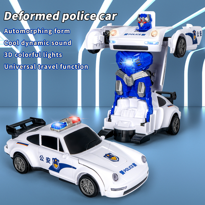 PoliceBot™ – Μεταμορφώσιμο Αστυνομικό Αυτοκίνητο με Φώτα, Ήχους και Εφέ Καπνού