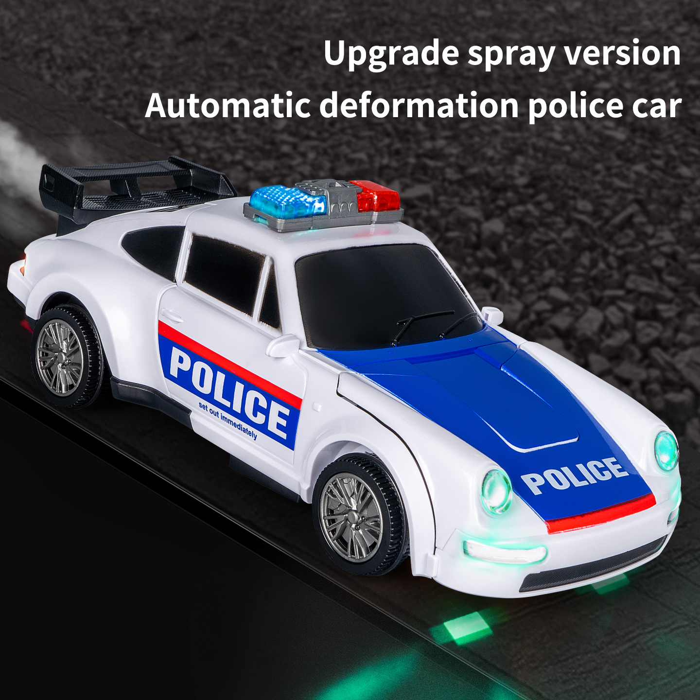 PoliceBot™ – Μεταμορφώσιμο Αστυνομικό Αυτοκίνητο με Φώτα, Ήχους και Εφέ Καπνού