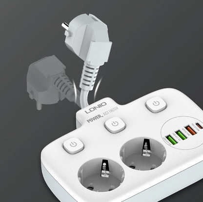 Πολύπριζο με 2 πρίζες AC, 3x USB, USB-C