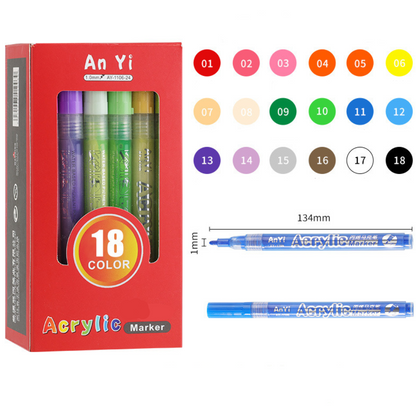 ColorCrafter™ - Μαρκαδόροι Premium για γυαλί, ξύλο και ακρυλικό (Σετ των 18)