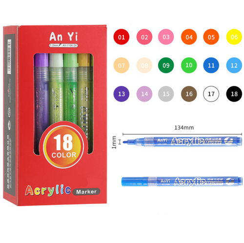 ColorCrafter™ - Μαρκαδόροι Premium για γυαλί, ξύλο και ακρυλικό (Σετ των 18)