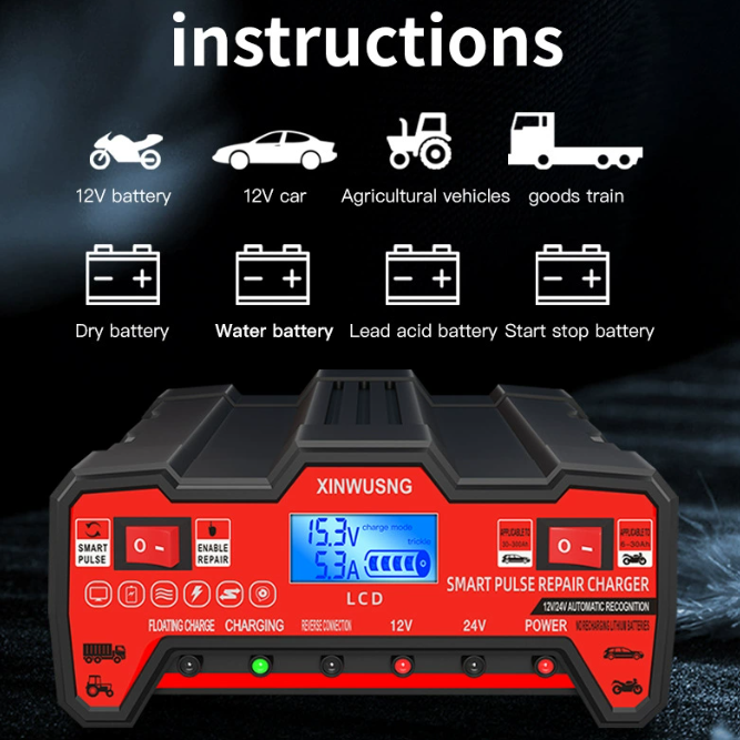 PulseCharge™ - Έξυπνος φορτιστής 12V/24V με οθόνη LCD και λειτουργία "επισκευής παλμών"