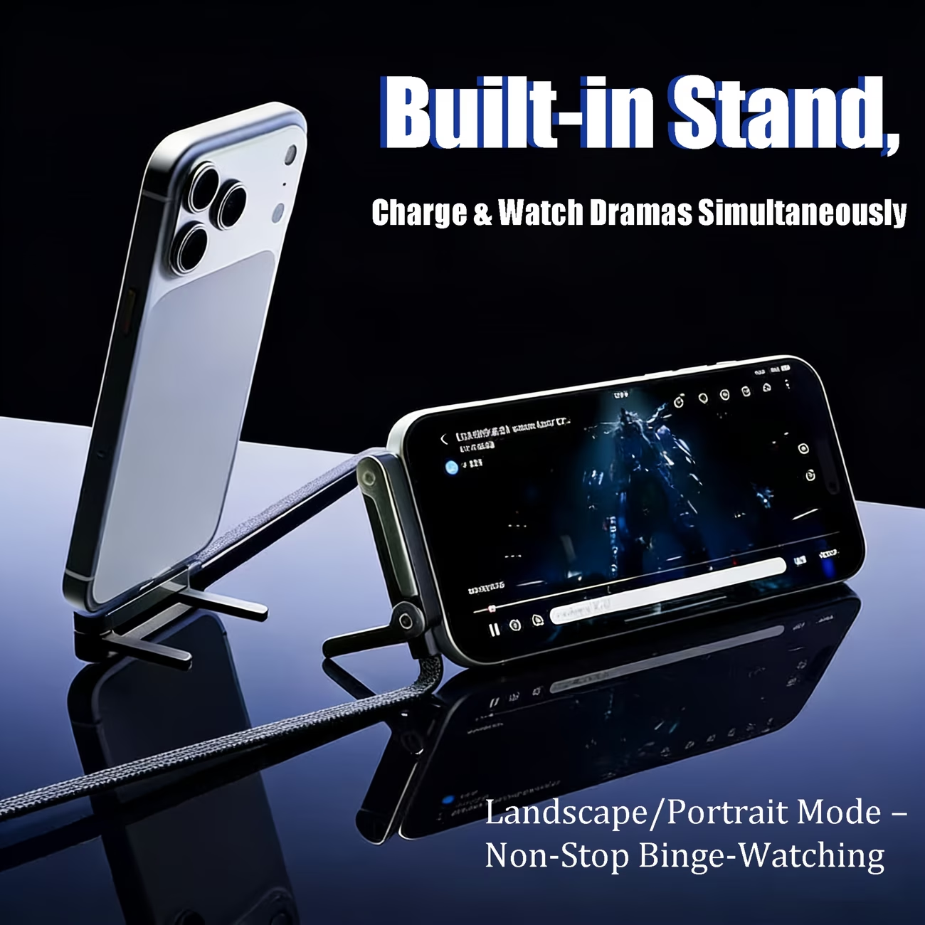 PowerStand™ – Καλώδιο Ταχείας Φόρτισης 240W με Ενσωματωμένη Βάση Κινητού (1,5 m) | 🔥 Προσφορά 1+1